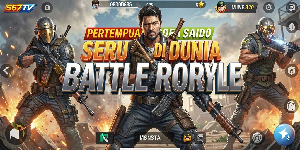 Screenshot gameplay 567TV yang menunjukkan aksi pertempuran Battle Royale yang mendebarkan.