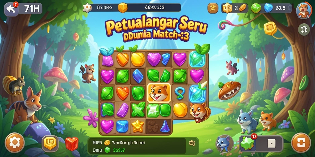 Screenshot gameplay 71H yang menampilkan kombinasi benda cerah.