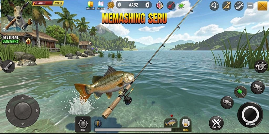 Tampilan gameplay memancing yang menakjubkan di AA62.