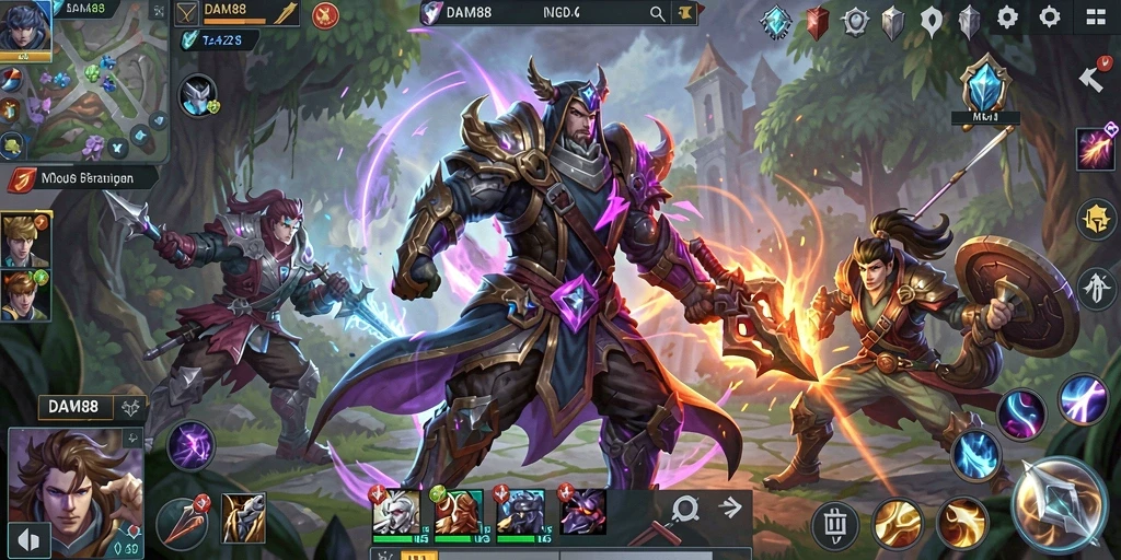 Tampilan gameplay <strong>DAM88</strong> yang penuh aksi dan strategi pertarungan.