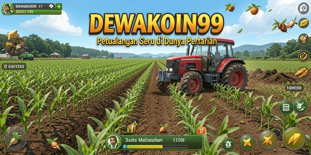 Tampilan gameplay DEWAKOIN99 dengan suasana pertanian yang asri.
