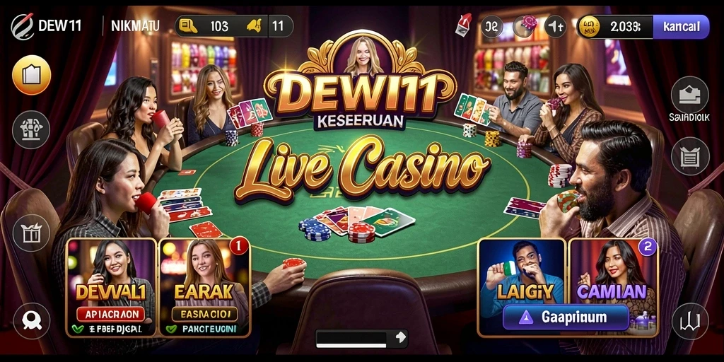 Gameplay seru Live Casino di DEWI11 dengan dealer profesional.