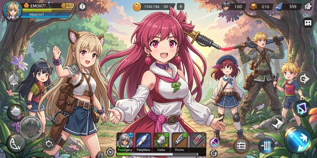 Tampilan dinamis gameplay EMON77 yang penuh aksi Anime.