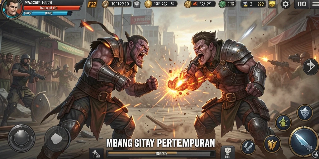 Screenshot F32 menunjukkan aksi pertempuran yang mendebarkan dan menarik.