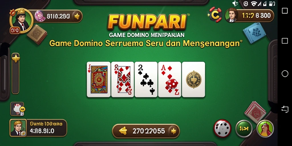 Screenshot utama FUNPARI menunjukkan aksi seru dalam permainan Domino.