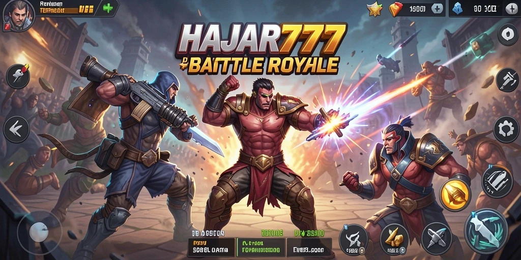 Screenshot gameplay HAJAR777 menampilkan aksi seru Battle Royale.