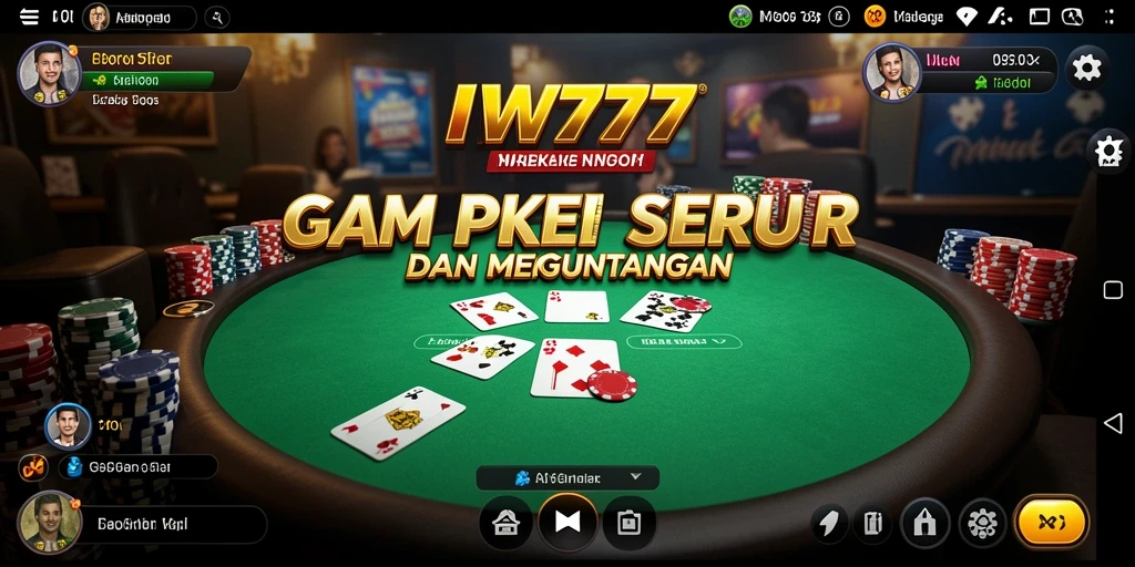 Tampilan gameplay IW777 yang mendebarkan dengan suasana poker yang nyata.