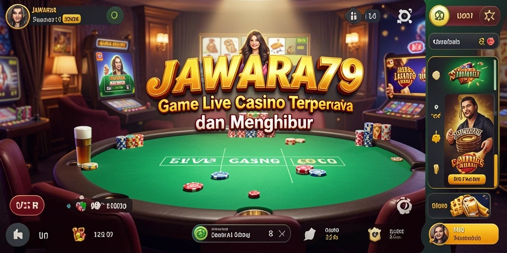 Screenshot JAWARA79 menunjukkan dealer langsung dan suasana kasino yang mengasyikkan.