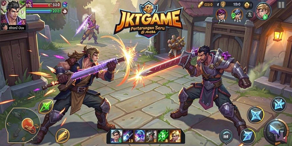 Tampilan gameplay seru di arena pertarungan JKTGAME.
