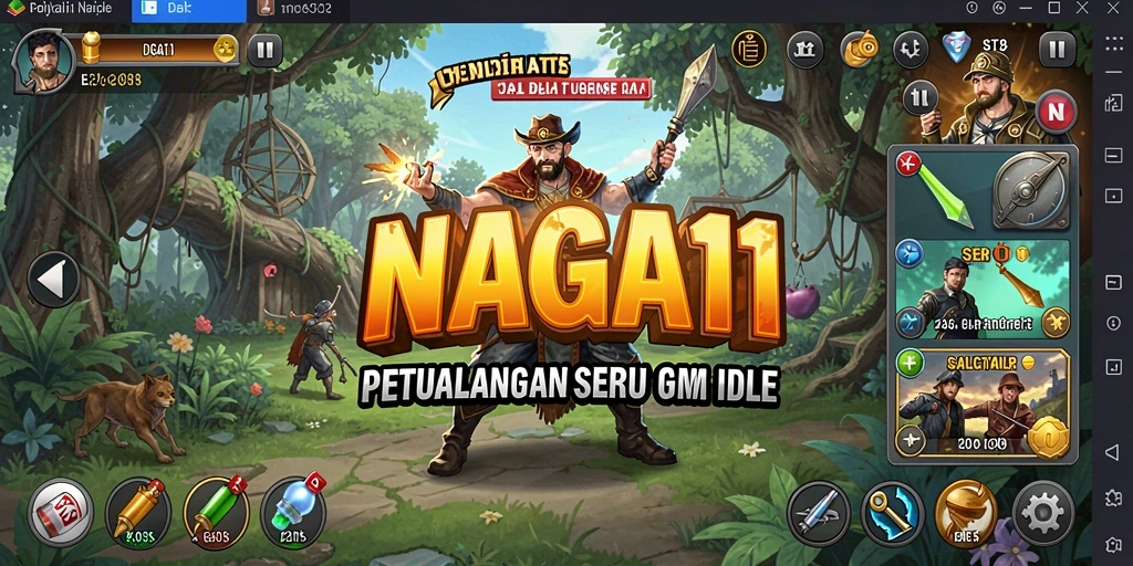 Screenshot gameplay NAGA11 menunjukkan karakter bertarung dalam suasana yang menakjubkan.
