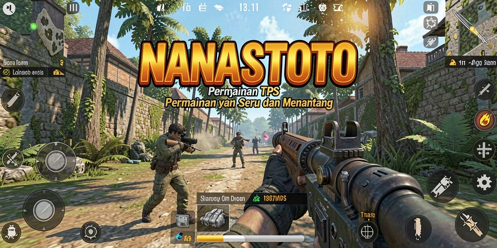 Screenshot gameplay <strong>NANASTOTO</strong> menampilkan aksi seru dalam pertempuran TPS.