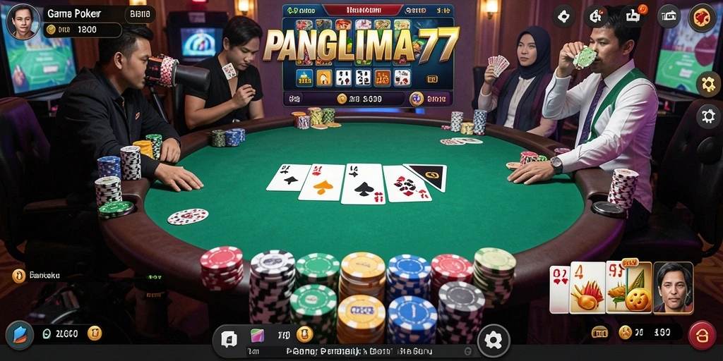 Tampilan gameplay poker yang mendebarkan di PANGLIMA77.