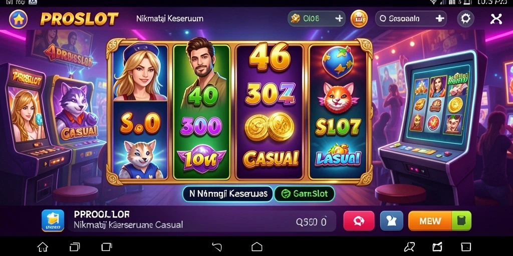 Screenshot menampilkan gameplay seru PROSLOT dengan efek visual yang menarik.