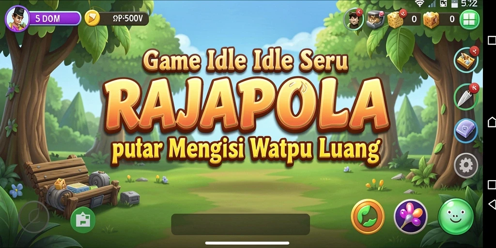 Tangkapan layar gameplay RAJAPOLA yang menampilkan aksi seru dan elemen Idle.