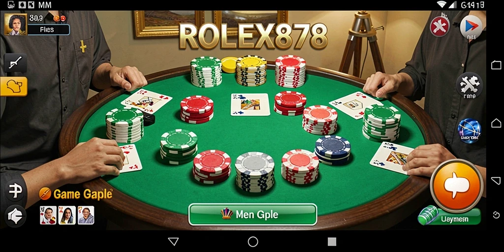 Screenshot menampilkan aksi seru gameplay Gaple di ROLEX878.