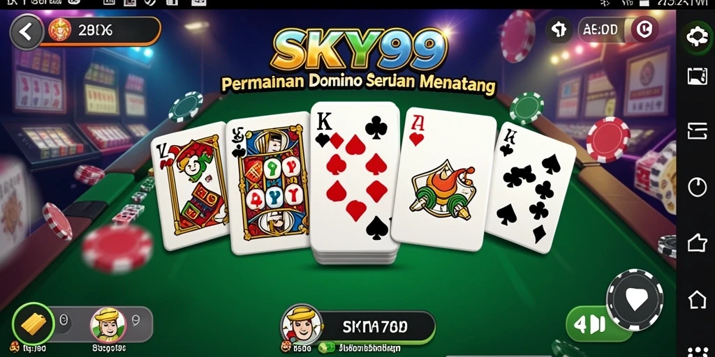 Tampilan gameplay seru dalam aplikasi SKY99 Domino.