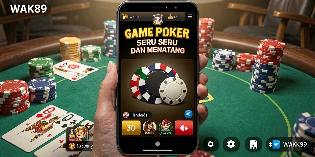 Screenshot gameplay WAK89 dengan suasana permainan Poker yang seru.