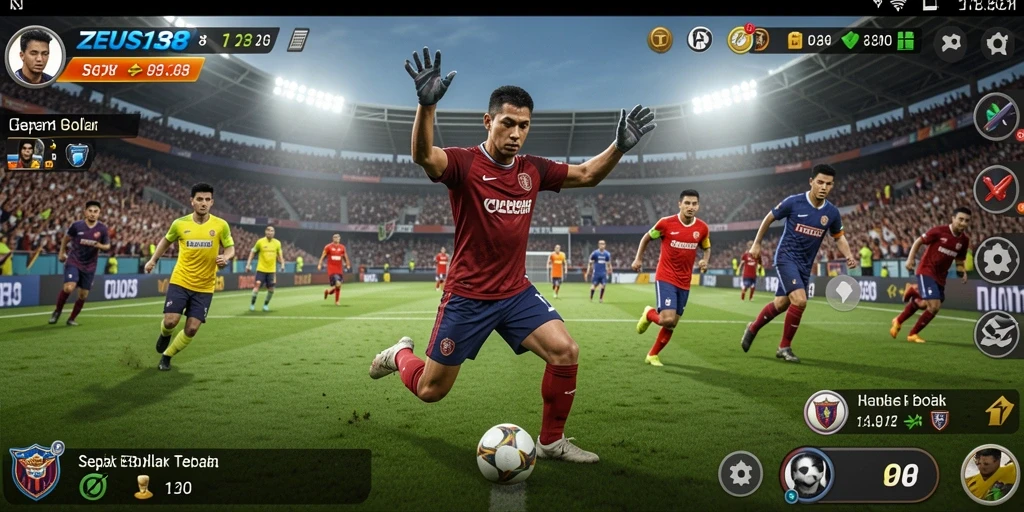 Tampilan gameplay menarik dari ZEUS138 dengan aksi sepak bola yang menegangkan.